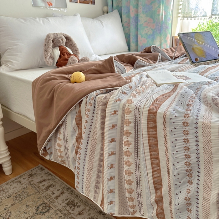 91家纺网 家纺一手货源 找家纺 （总）顾里家纺 2026新款韩系费尔岛风泡泡凉感夏被夏凉被空调被