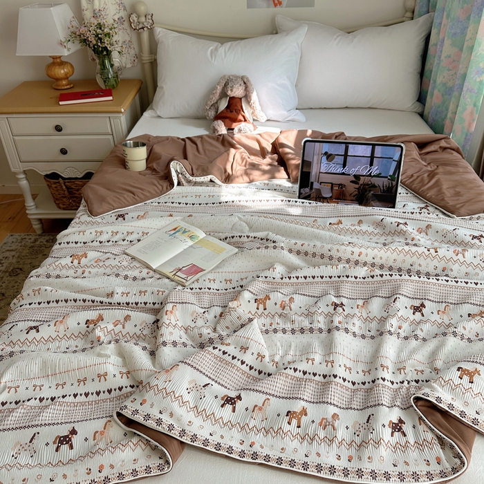 91家纺网 家纺一手货源 找家纺 （总）顾里家纺 2026新款韩系费尔岛风泡泡凉感夏被夏凉被空调被