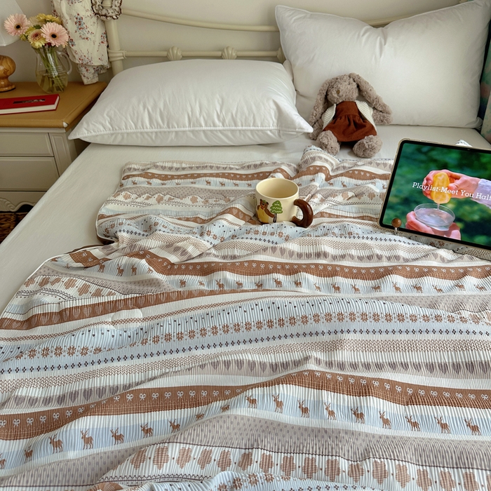 91家纺网 家纺一手货源 找家纺 （总）顾里家纺 2026新款韩系费尔岛风泡泡凉感夏被夏凉被空调被