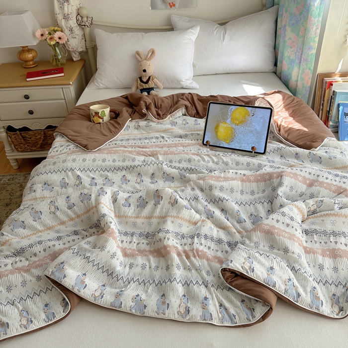 91家纺网 家纺一手货源 找家纺 （总）顾里家纺 2026新款韩系费尔岛风泡泡凉感夏被夏凉被空调被