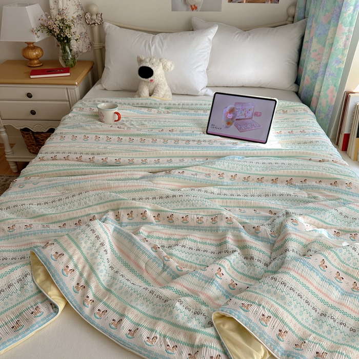 91家纺网 家纺一手货源 找家纺 （总）顾里家纺 2026新款韩系费尔岛风泡泡凉感夏被夏凉被空调被