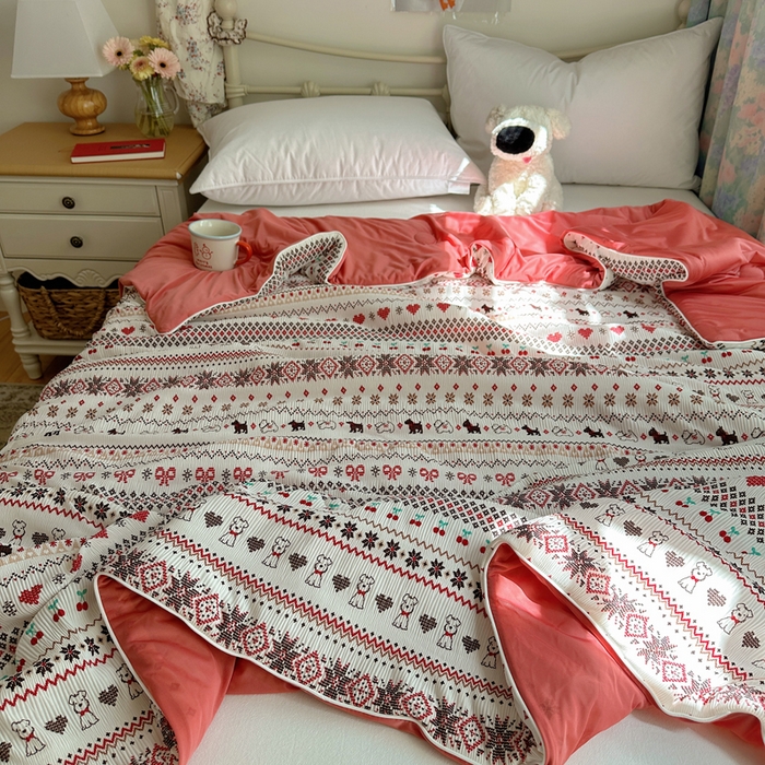 91家纺网 家纺一手货源 找家纺 （总）顾里家纺 2026新款韩系费尔岛风泡泡凉感夏被夏凉被空调被