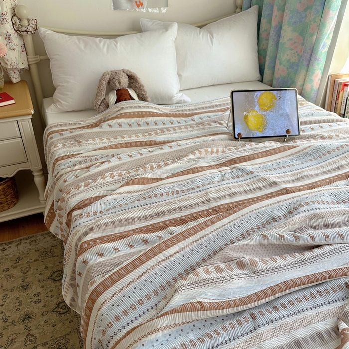 91家纺网 家纺一手货源 找家纺 顾里家纺 2026新款韩系费尔岛风泡泡凉感夏被夏凉被空调被 爱心麋鹿
