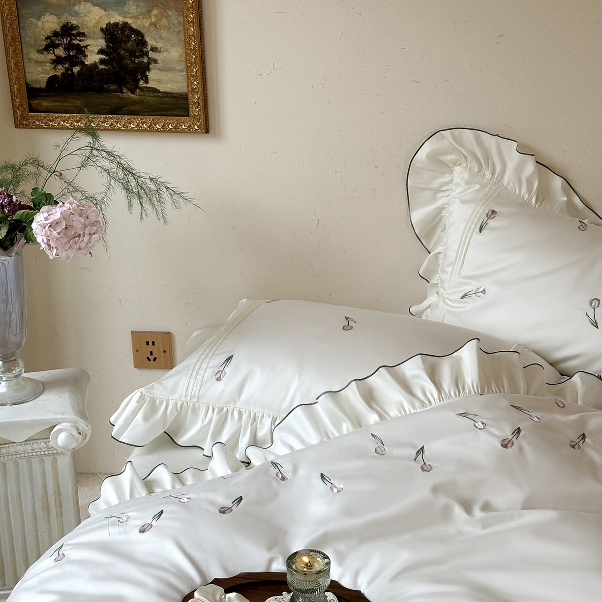 91家纺网 家纺一手货源 找家纺 佳汐蓝家纺 2026新款60支兰精天丝四件套 郁金香