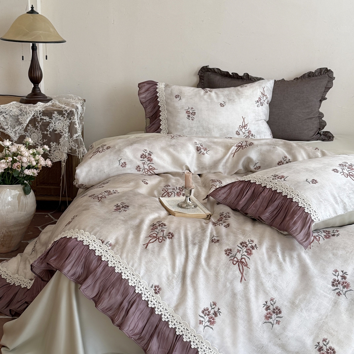 91家纺网 家纺一手货源 找家纺 佳汐蓝家纺 2026新款60支兰精天丝四件套 奶霜可可