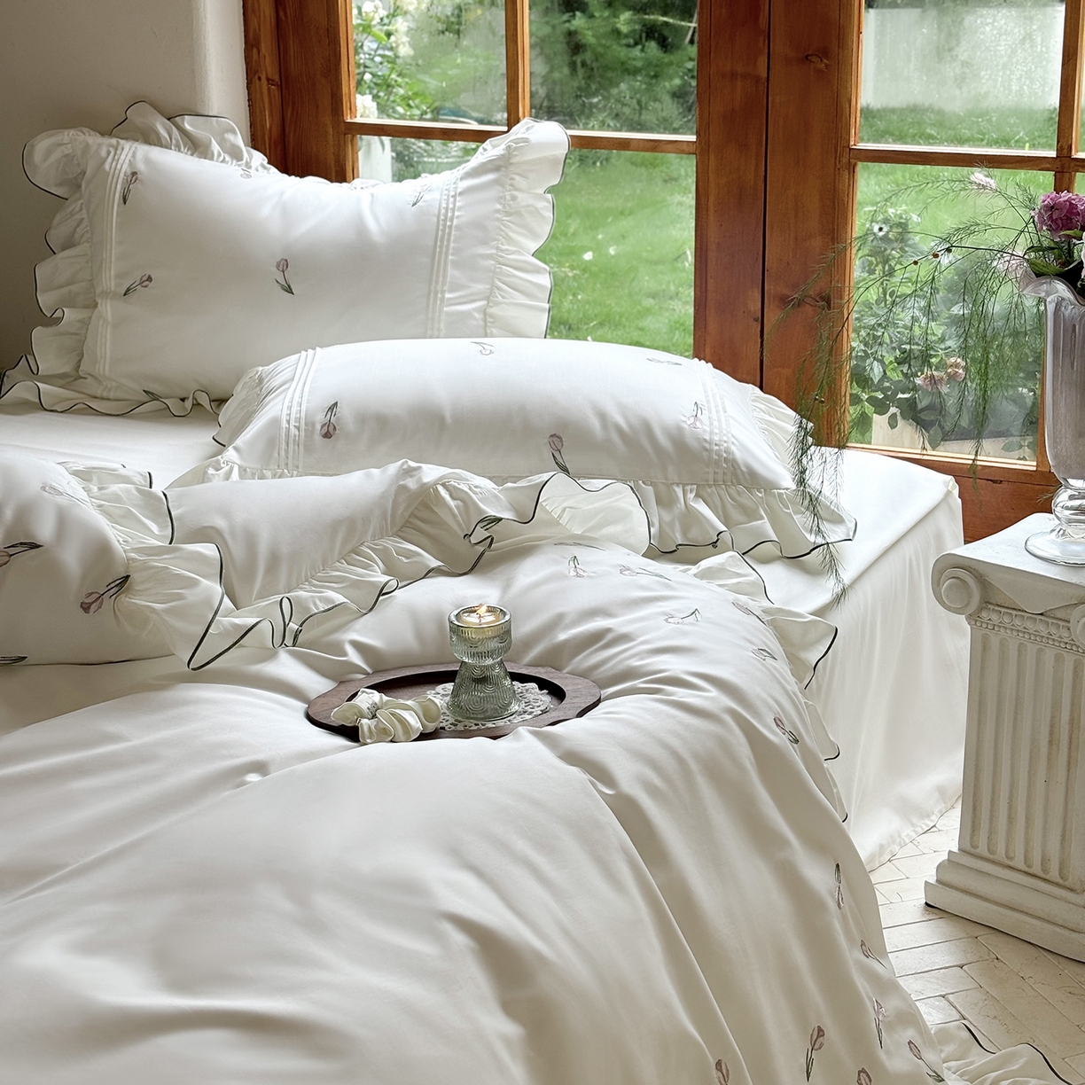 91家纺网 家纺一手货源 找家纺 佳汐蓝家纺 2026新款60支兰精天丝四件套 郁金香