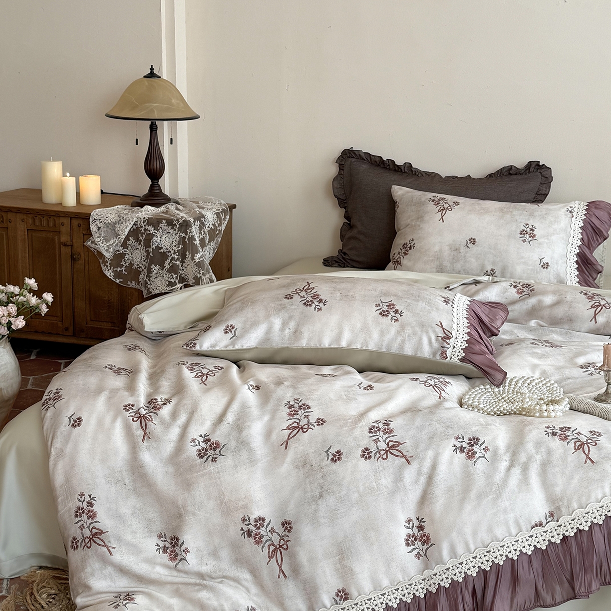 91家纺网 家纺一手货源 找家纺 佳汐蓝家纺 2026新款60支兰精天丝四件套 奶霜可可