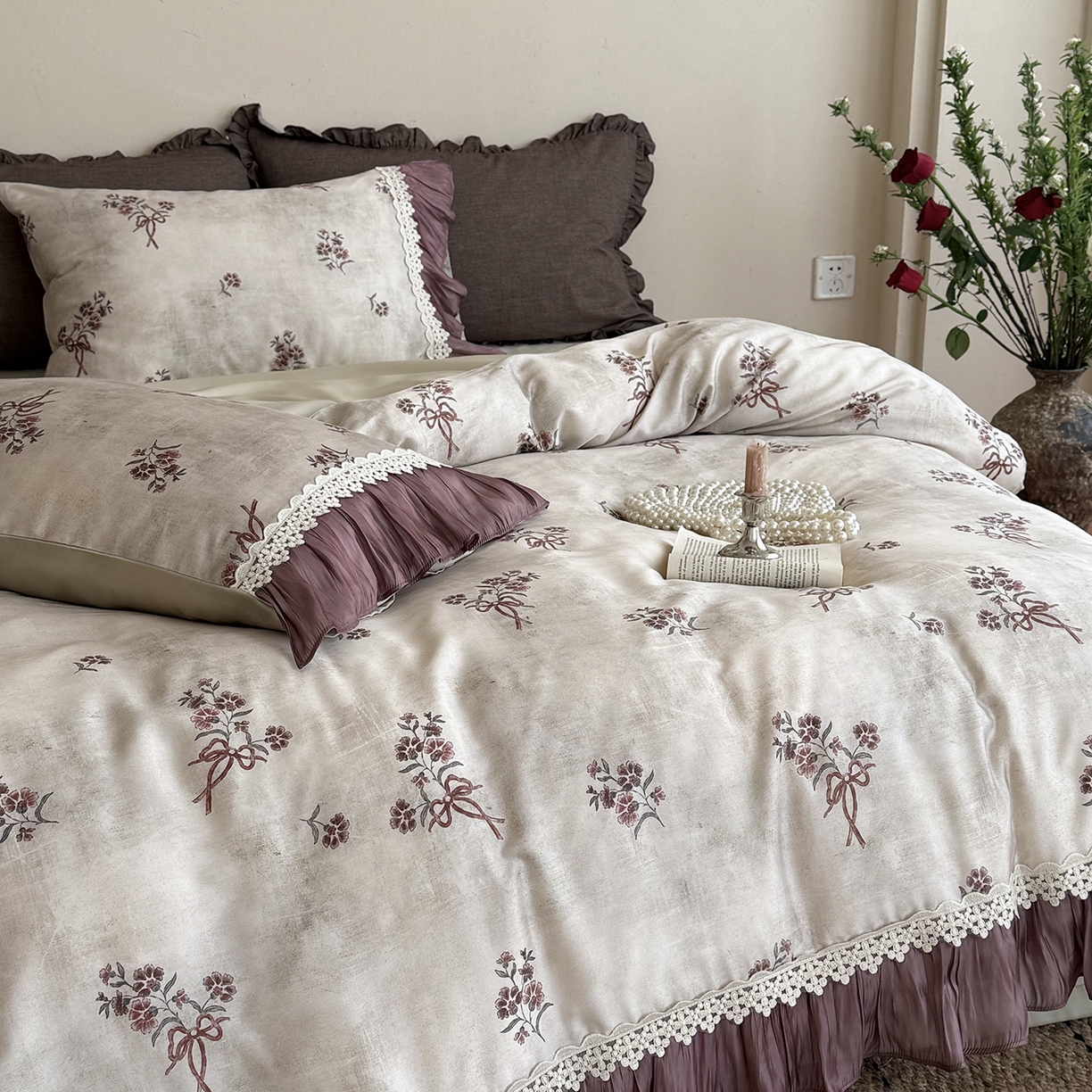 91家纺网 家纺一手货源 找家纺 佳汐蓝家纺 2026新款60支兰精天丝四件套 奶霜可可