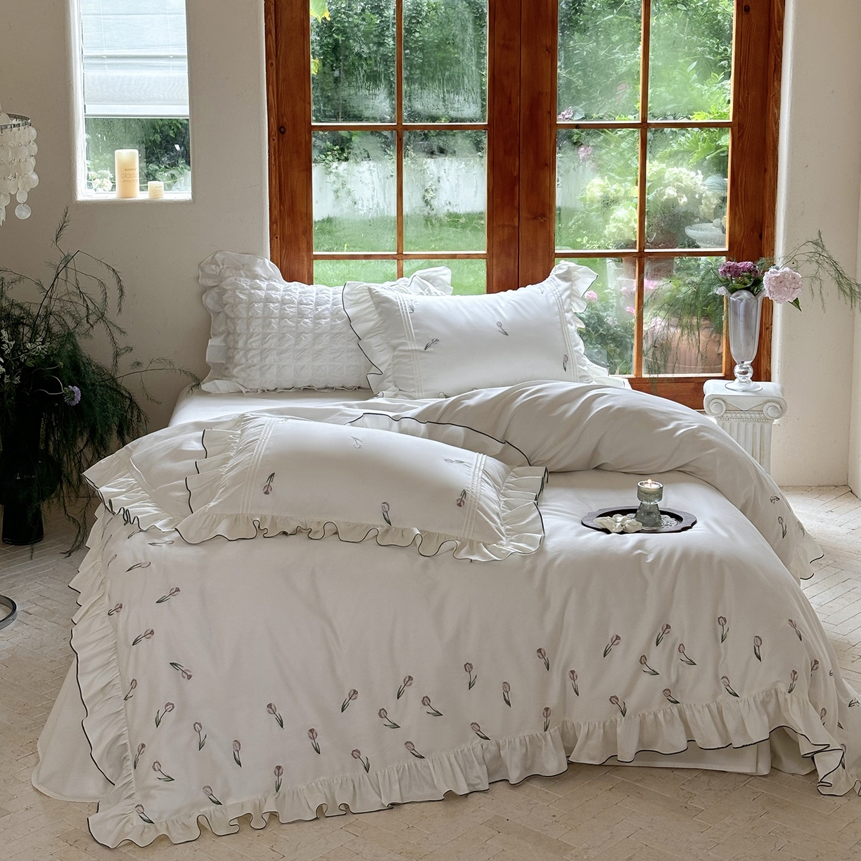 91家纺网 家纺一手货源 找家纺 佳汐蓝家纺 2026新款60支兰精天丝四件套 郁金香