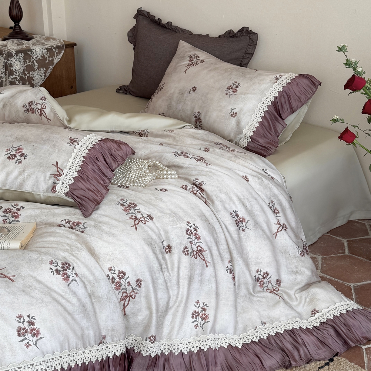 91家纺网 家纺一手货源 找家纺 佳汐蓝家纺 2026新款60支兰精天丝四件套 奶霜可可