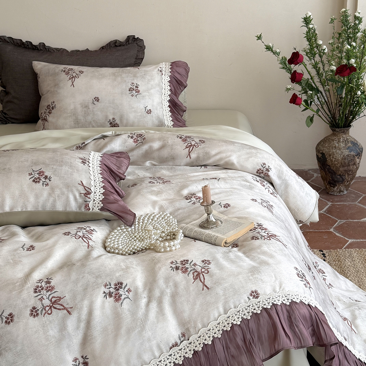 91家纺网 家纺一手货源 找家纺 佳汐蓝家纺 2026新款60支兰精天丝四件套 奶霜可可