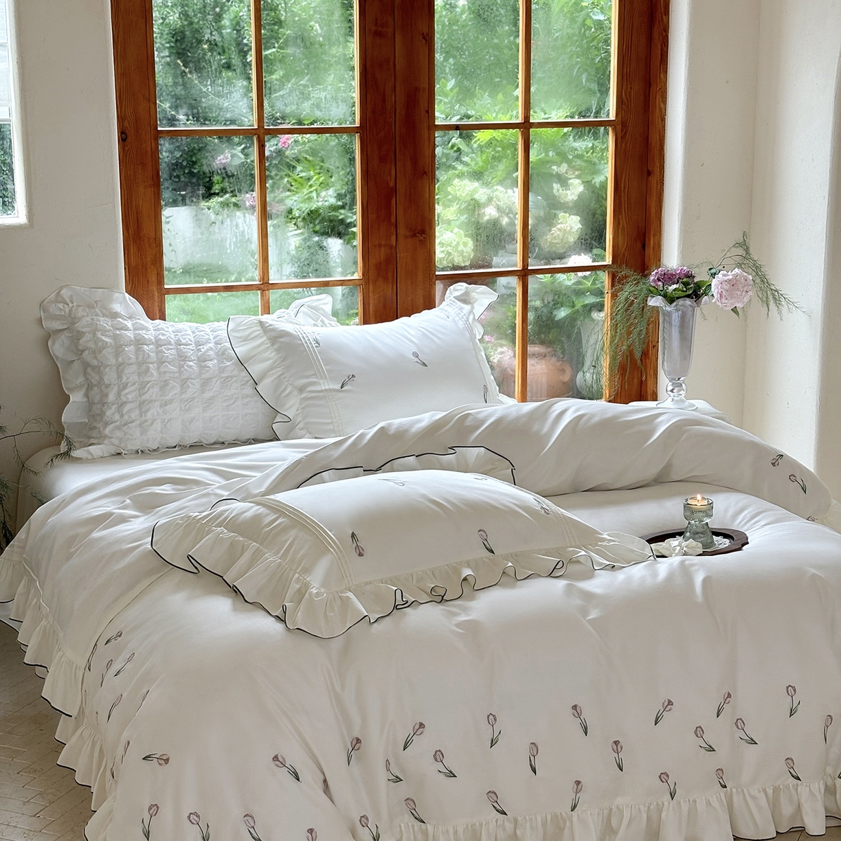 91家纺网 家纺一手货源 找家纺 佳汐蓝家纺 2026新款60支兰精天丝四件套 郁金香