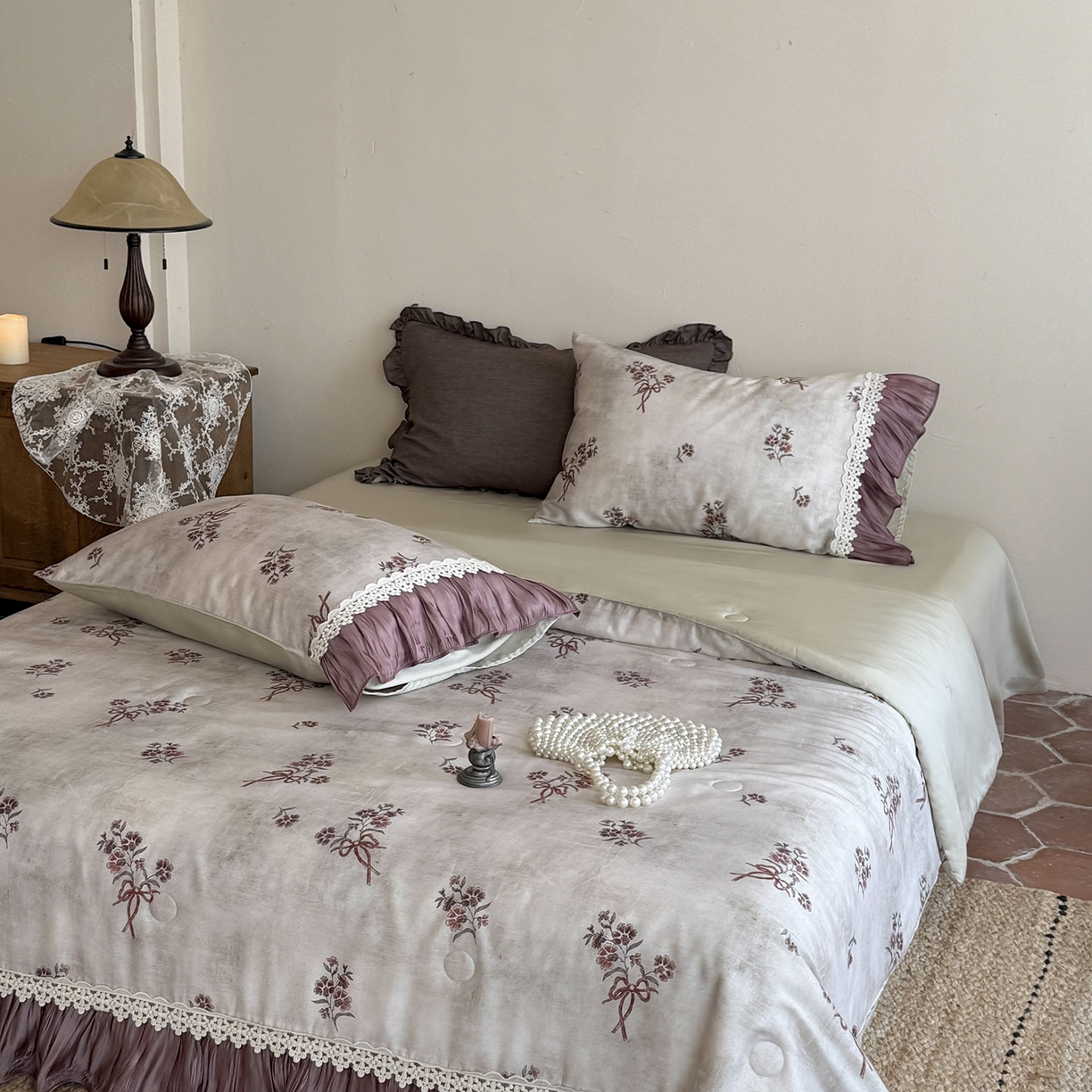 91家纺网 家纺一手货源 找家纺 佳汐蓝家纺 2026新款60支兰精天丝夏被四件套 奶霜可可