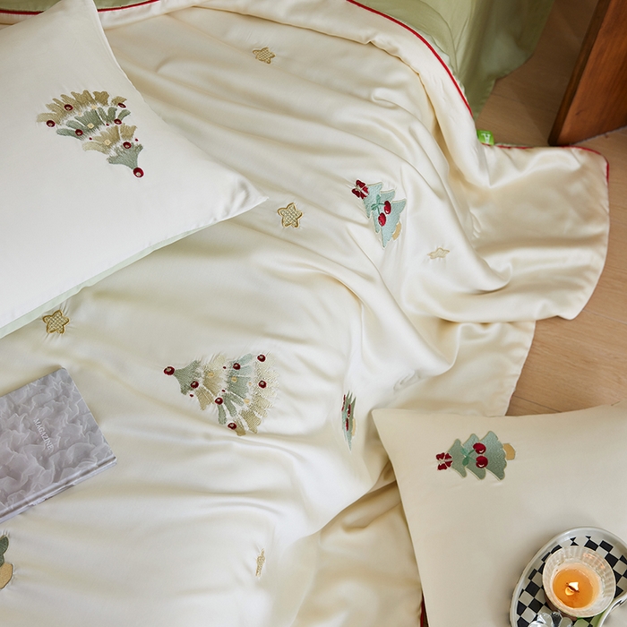 91家纺网 家纺一手货源 找家纺 安莱生活 2026新款50莱赛尔天丝夏被夏凉被空调被四件套嵌绳款 夏日礼物