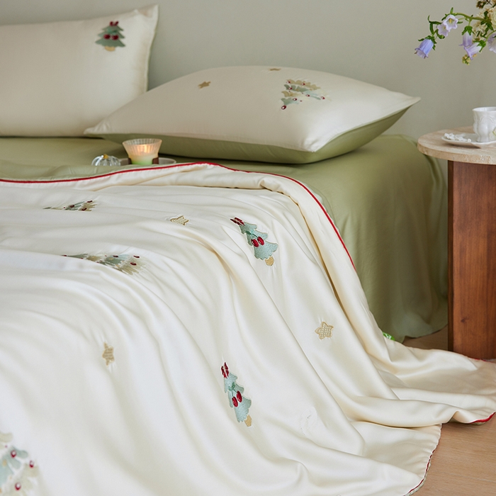 91家纺网 家纺一手货源 找家纺 安莱生活 2026新款50莱赛尔天丝夏被夏凉被空调被四件套嵌绳款 夏日礼物