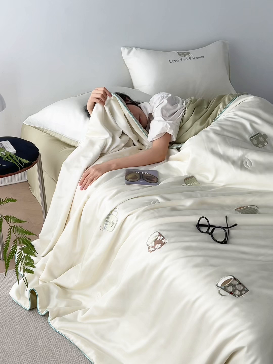 91家纺网 家纺一手货源 找家纺 （总）安莱生活 2026新款50莱赛尔天丝夏被夏凉被空调被四件套嵌绳款