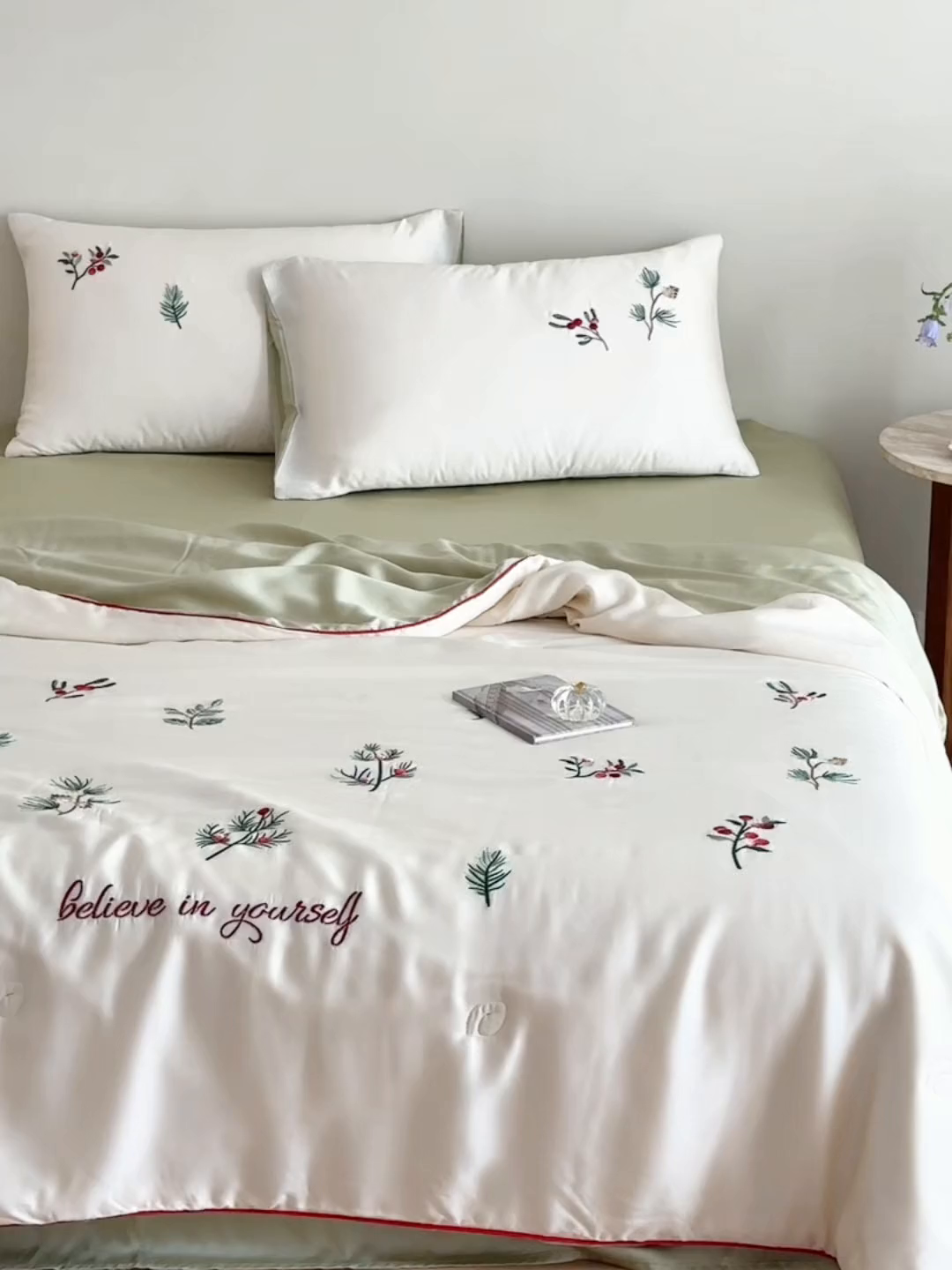 91家纺网 家纺一手货源 找家纺 安莱生活 2026新款50莱赛尔天丝夏被夏凉被空调被四件套嵌绳款 香脂冷杉