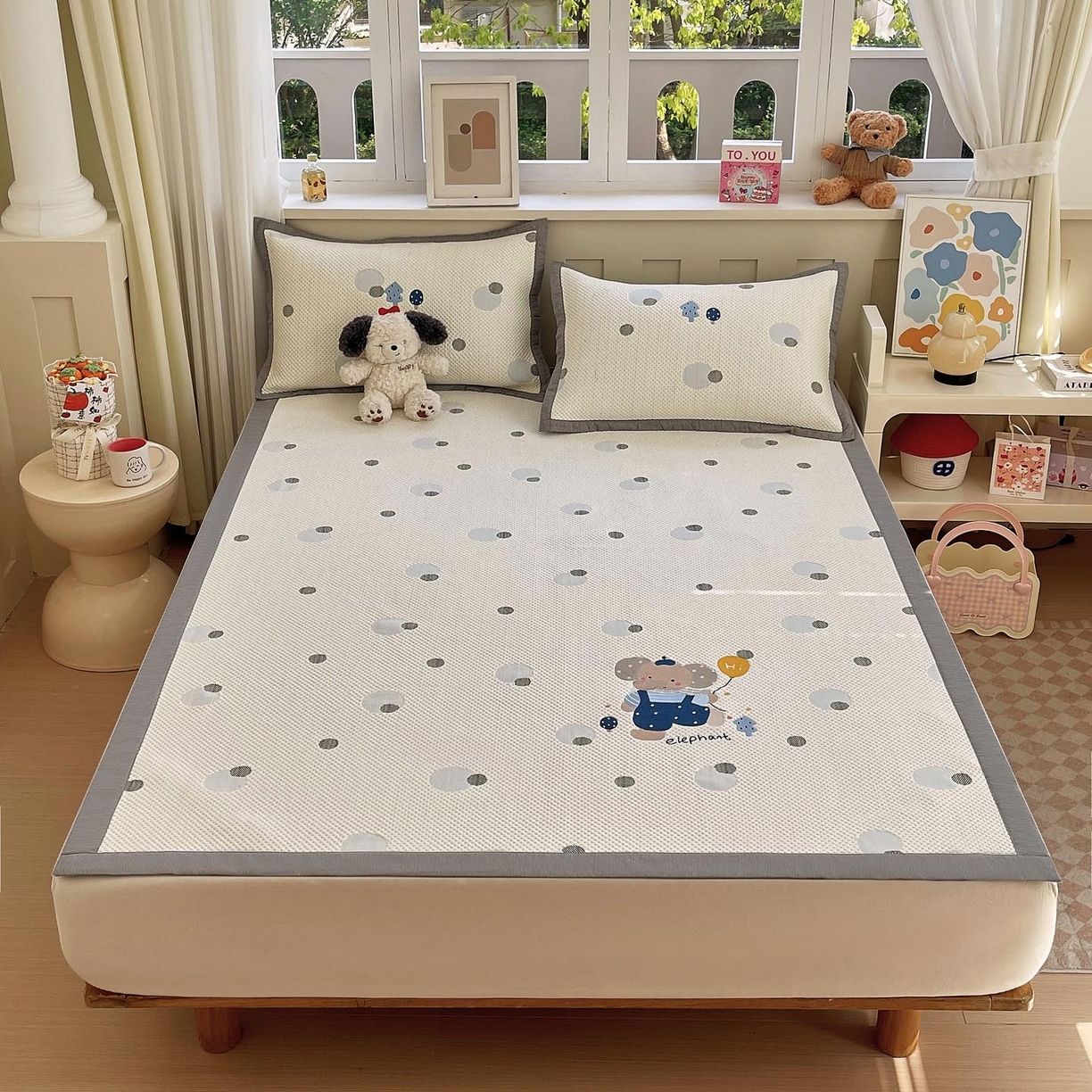 91家纺网 家纺一手货源 找家纺 （总）帅露家纺 2026新款A类PE中分子卡通大版绣花软凉席席子