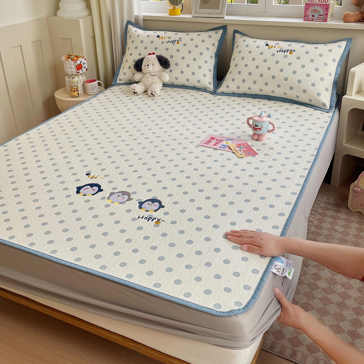 91家纺网 家纺一手货源 找家纺 （总）帅露家纺 2026新款A类PE中分子卡通大版绣花软凉席席子