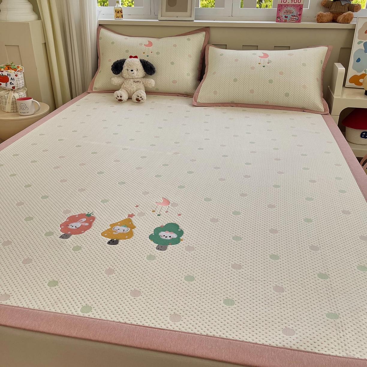 91家纺网 家纺一手货源 找家纺 （总）帅露家纺 2026新款A类PE中分子卡通大版绣花软凉席席子