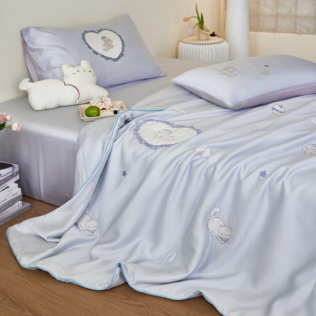 91家纺网 家纺一手货源 找家纺 安莱生活 2026新款50天丝大豆棉夏被空调被夏凉被萌宠甜夏系列 甜梦心愿