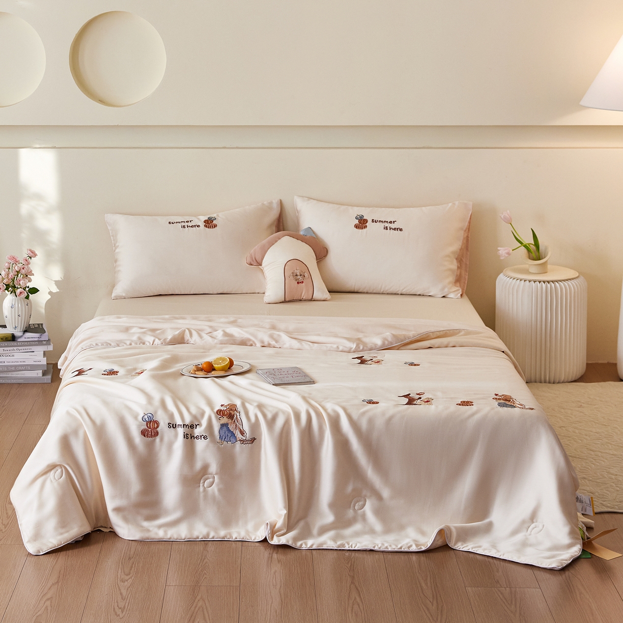 91家纺网 家纺一手货源 找家纺 安莱生活 2026新款50天丝大豆棉夏被空调被夏凉被萌宠甜夏系列 南瓜小狗