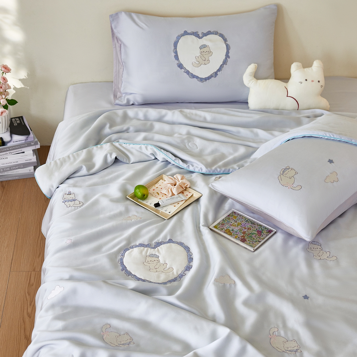 91家纺网 家纺一手货源 找家纺 安莱生活 2026新款50天丝大豆棉夏被空调被夏凉被萌宠甜夏系列 甜梦心愿