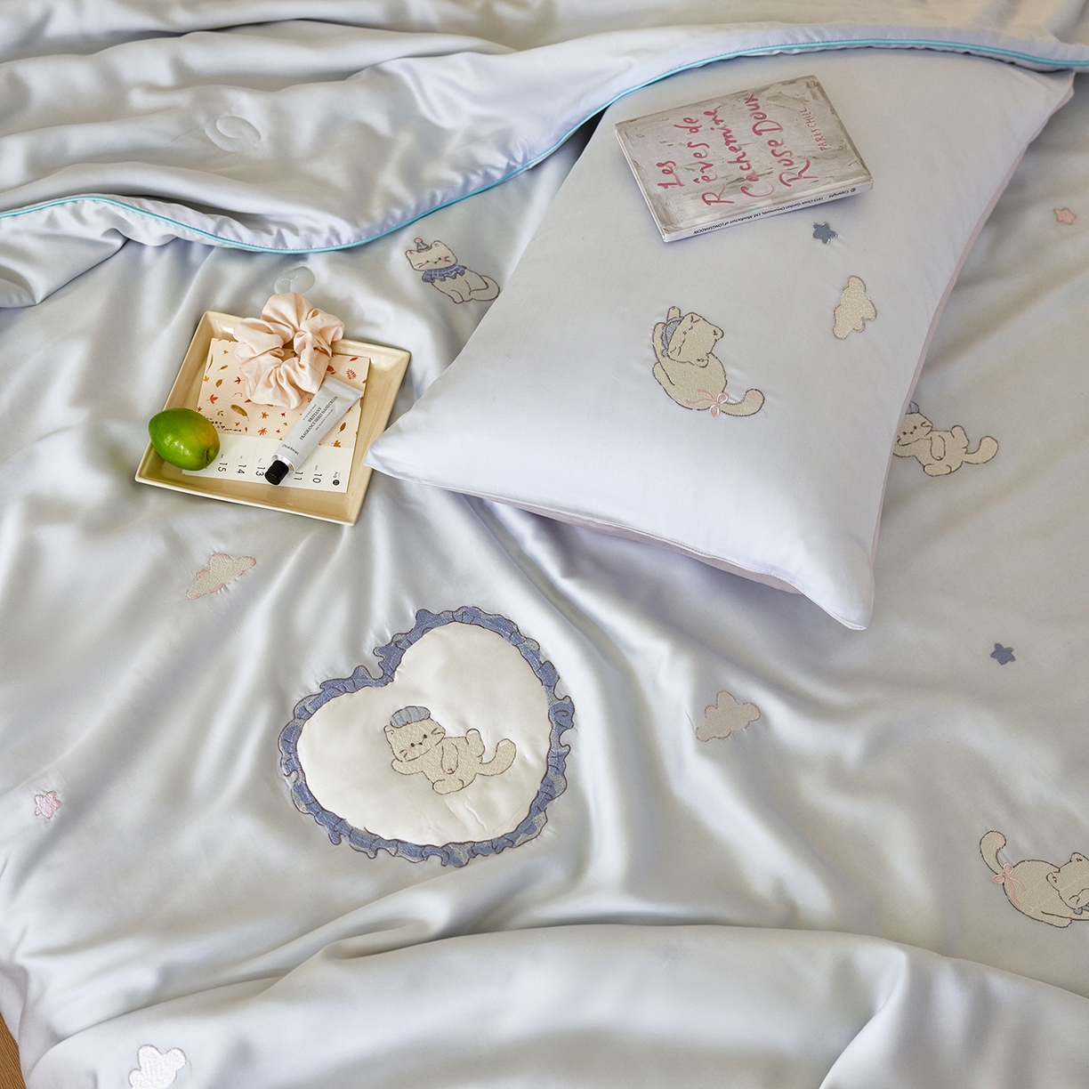 91家纺网 家纺一手货源 找家纺 安莱生活 2026新款50天丝大豆棉夏被空调被夏凉被萌宠甜夏系列 甜梦心愿