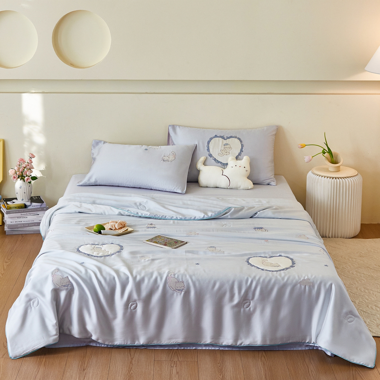 91家纺网 家纺一手货源 找家纺 安莱生活 2026新款50天丝大豆棉夏被空调被夏凉被萌宠甜夏系列 甜梦心愿