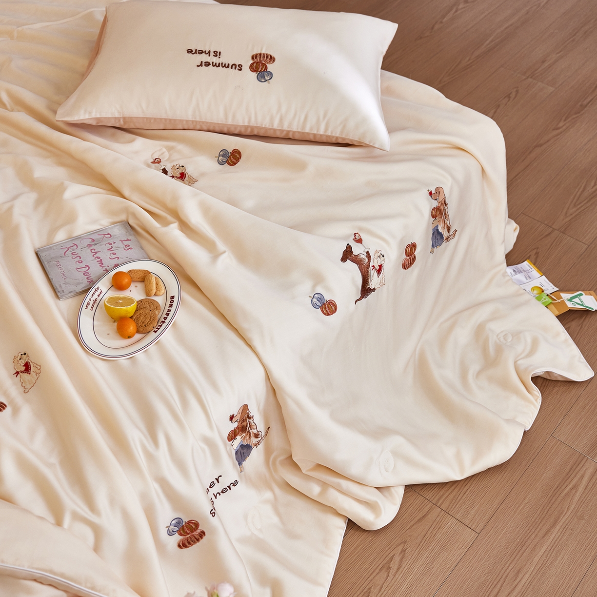 91家纺网 家纺一手货源 找家纺 安莱生活 2026新款50天丝大豆棉夏被空调被夏凉被萌宠甜夏系列 南瓜小狗