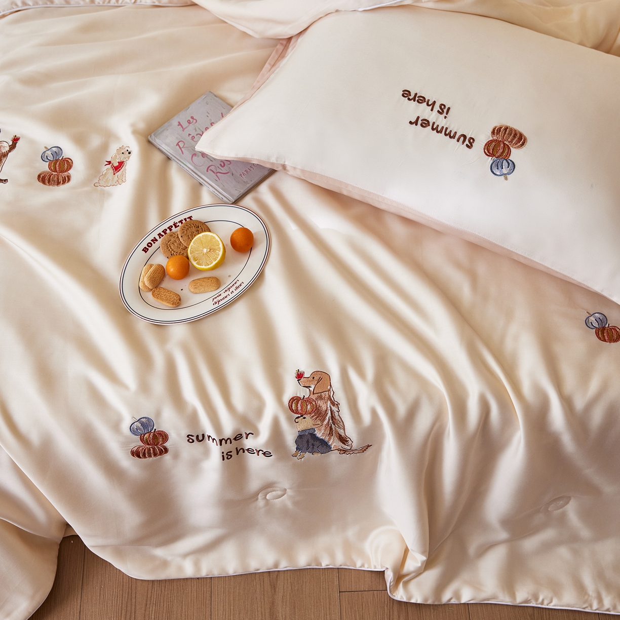 91家纺网 家纺一手货源 找家纺 安莱生活 2026新款50天丝大豆棉夏被空调被夏凉被萌宠甜夏系列 南瓜小狗