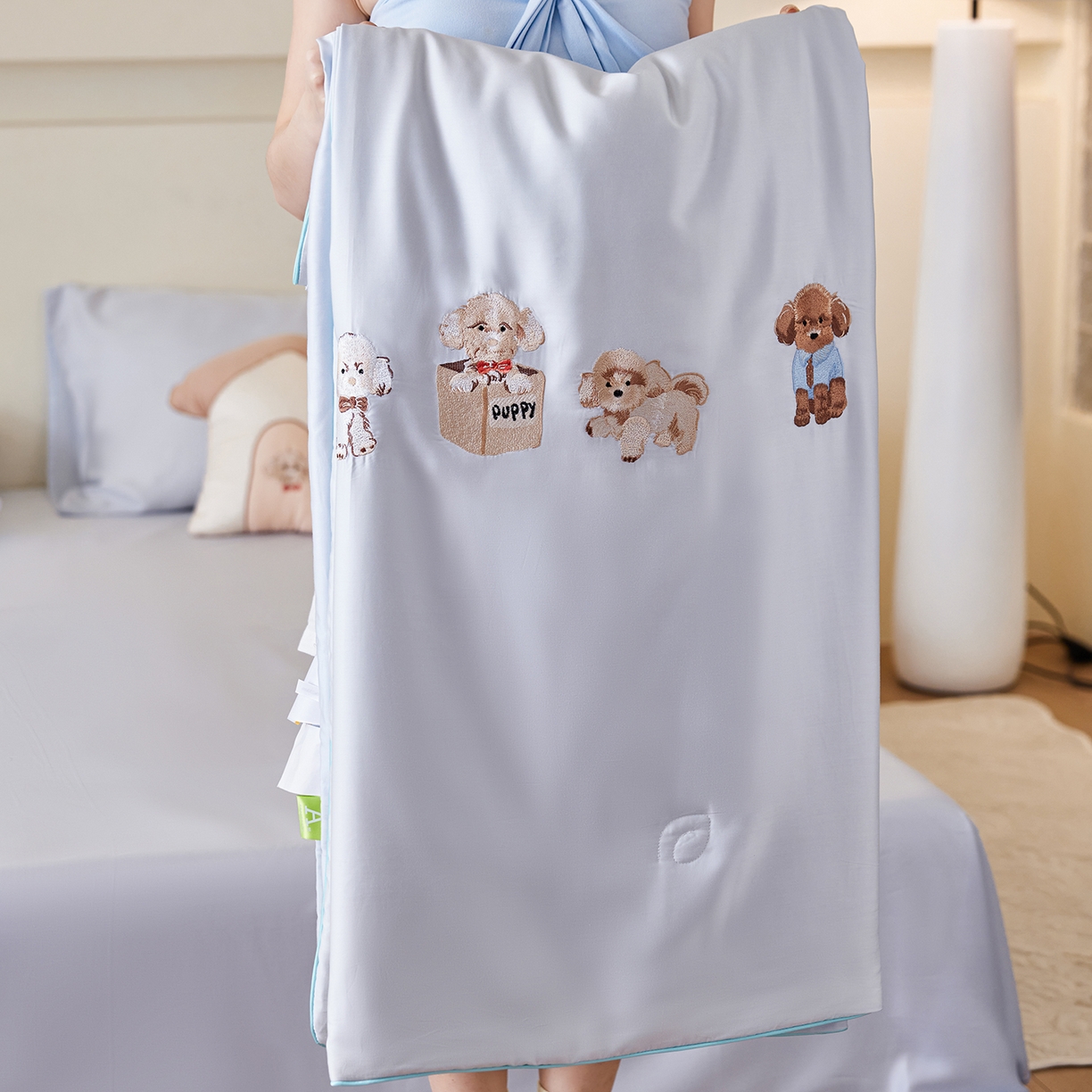 91家纺网 家纺一手货源 找家纺 安莱生活 2026新款50天丝大豆棉夏被空调被夏凉被萌宠甜夏系列 奶汪派对