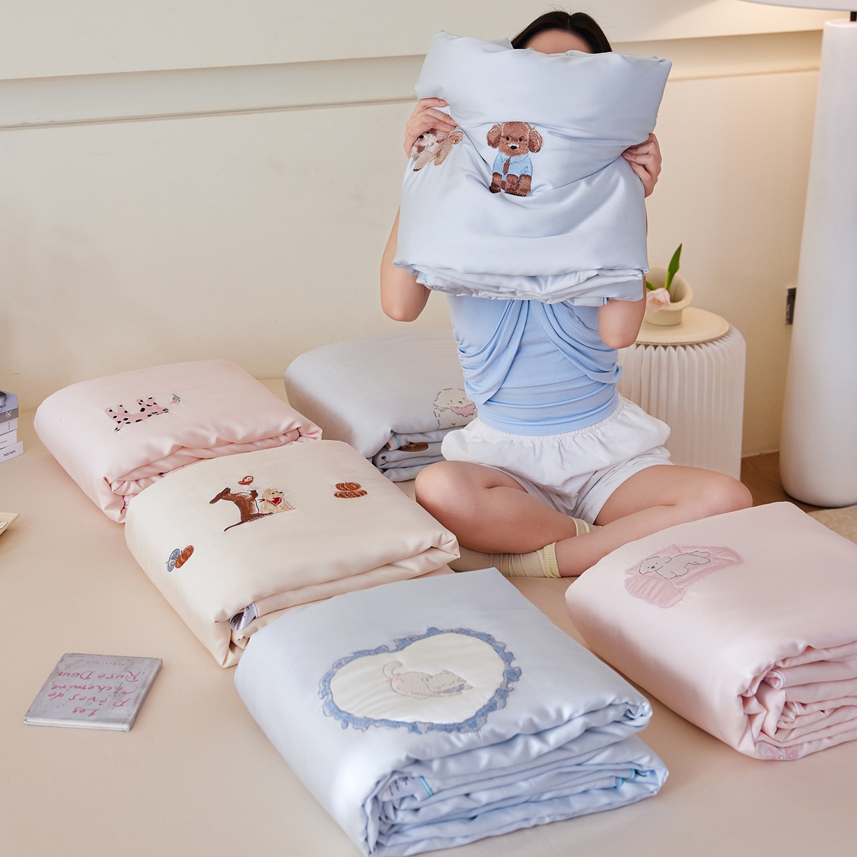 91家纺网 家纺一手货源 找家纺 安莱生活 2026新款50天丝大豆棉夏被空调被夏凉被萌宠甜夏系列 组合图仅供参考不可下单