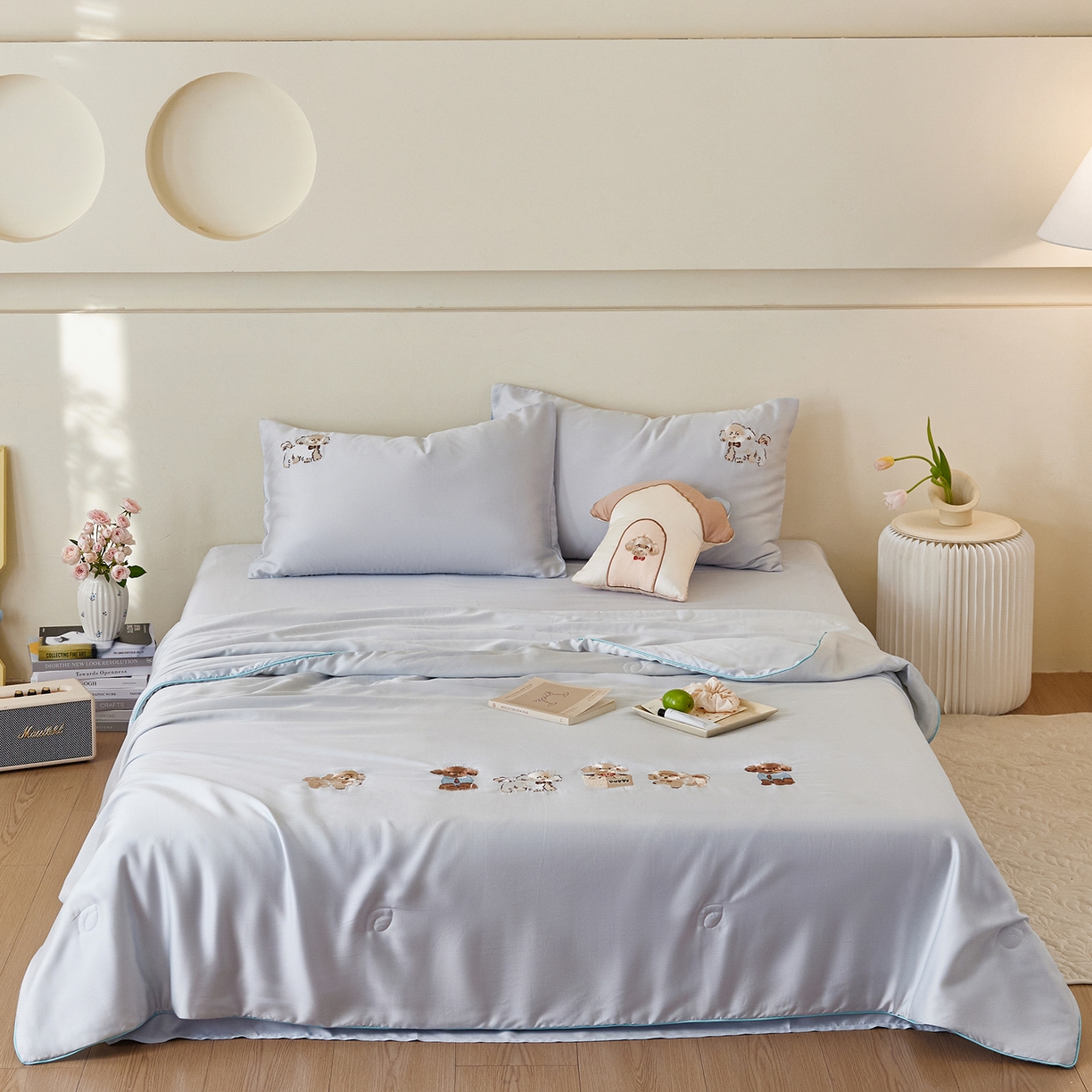 91家纺网 家纺一手货源 找家纺 安莱生活 2026新款50天丝大豆棉夏被空调被夏凉被萌宠甜夏系列 奶汪派对