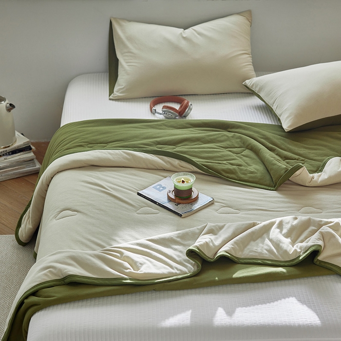 安莱生活 2026新款全棉云感针织棉双拼夏被空调被夏凉被 桉树绿双拼
