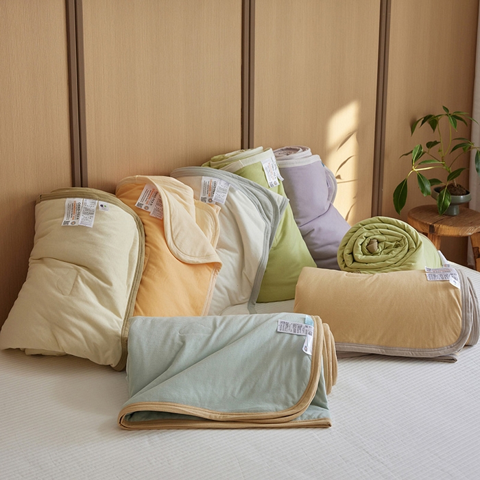 91家纺网 家纺一手货源 找家纺 安莱生活 2026新款全棉云感针织棉双拼夏被空调被夏凉被 组合图仅供参考不可下单