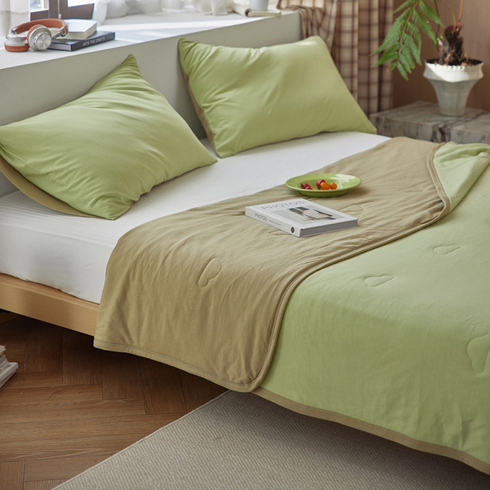 91家纺网 家纺一手货源 找家纺 安莱生活 2026新款全棉云感针织棉双拼夏被空调被夏凉被 翠暖双拼