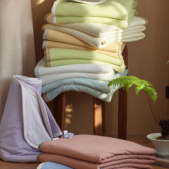 91家纺网 家纺一手货源 找家纺 安莱生活 2026新款全棉云感针织棉双拼夏被空调被夏凉被 组合图仅供参考不可下单