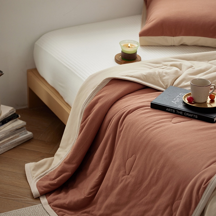 91家纺网 家纺一手货源 找家纺 安莱生活 2026新款全棉云感针织棉双拼夏被空调被夏凉被 慕斯双拼