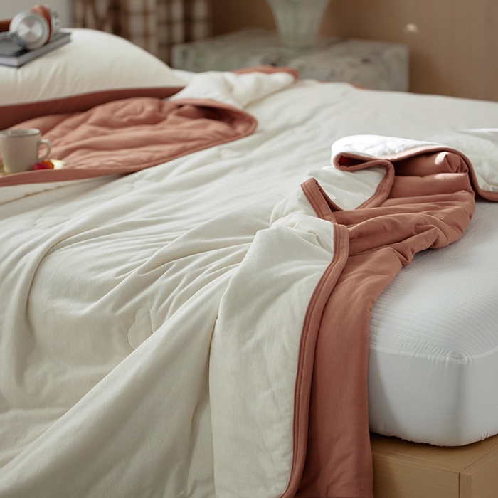 91家纺网 家纺一手货源 找家纺 安莱生活 2026新款全棉云感针织棉双拼夏被空调被夏凉被 椰慕双拼