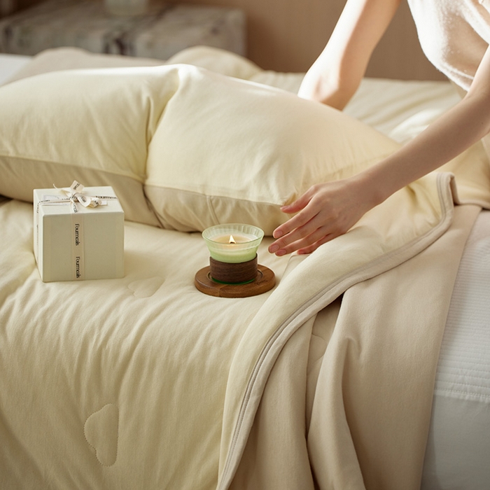 91家纺网 家纺一手货源 找家纺 安莱生活 2026新款全棉云感针织棉双拼夏被空调被夏凉被 菁甘绿双拼