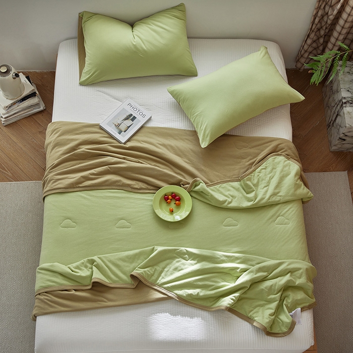 91家纺网 家纺一手货源 找家纺 安莱生活 2026新款全棉云感针织棉双拼夏被空调被夏凉被 翠暖双拼