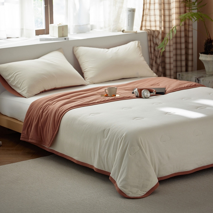 91家纺网 家纺一手货源 找家纺 安莱生活 2026新款全棉云感针织棉双拼夏被空调被夏凉被 椰慕双拼