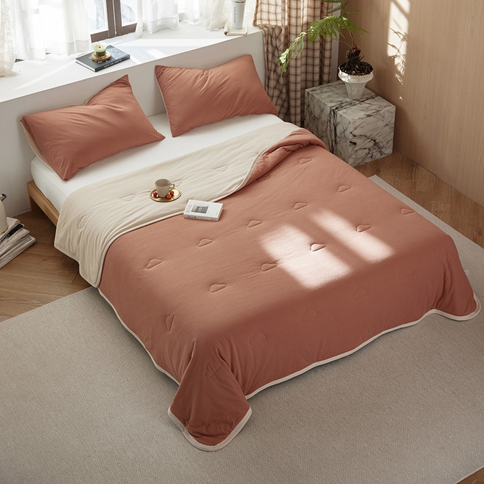 91家纺网 家纺一手货源 找家纺 安莱生活 2026新款全棉云感针织棉双拼夏被空调被夏凉被 慕斯双拼