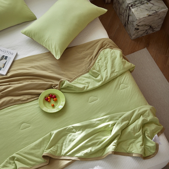 91家纺网 家纺一手货源 找家纺 安莱生活 2026新款全棉云感针织棉双拼夏被空调被夏凉被 翠暖双拼