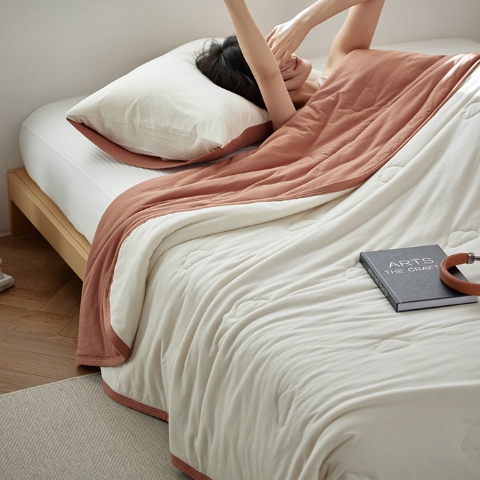 91家纺网 家纺一手货源 找家纺 安莱生活 2026新款全棉云感针织棉双拼夏被空调被夏凉被 椰慕双拼