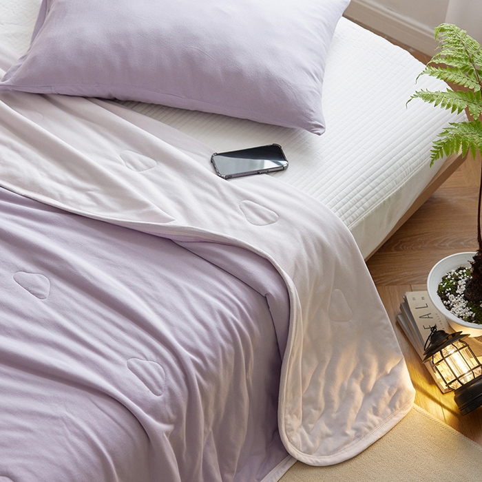 91家纺网 家纺一手货源 找家纺 安莱生活 2026新款全棉云感针织棉双拼夏被空调被夏凉被 芋紫粉双拼