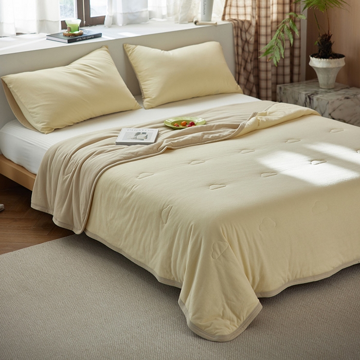 91家纺网 家纺一手货源 找家纺 安莱生活 2026新款全棉云感针织棉双拼夏被空调被夏凉被 菁甘绿双拼