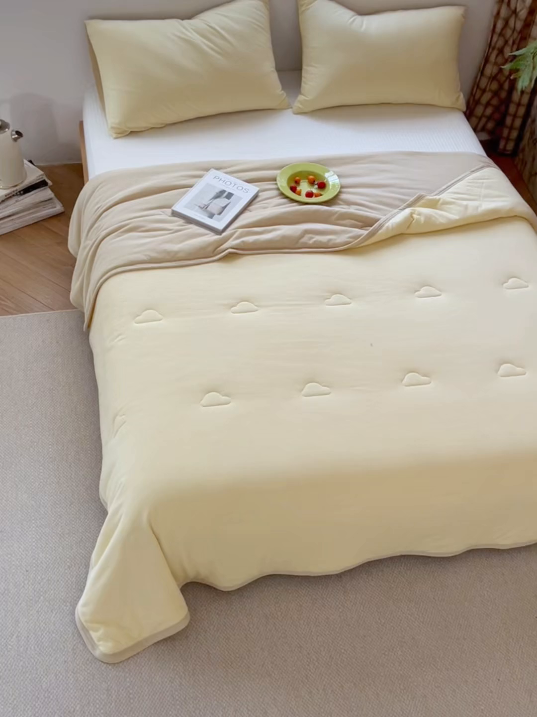 91家纺网 家纺一手货源 找家纺 安莱生活 2026新款全棉云感针织棉双拼夏被空调被夏凉被 菁甘绿双拼