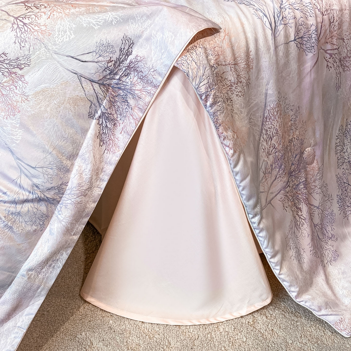 91家纺网 家纺一手货源 找家纺 （总）新方向 2026数码印花A类20%蚕丝天丝棉夏被四件套 65%60s兰精天丝 35%100支长绒棉--漫枝